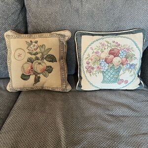 Floral and Fruit Tapestry Throw Pillow Set